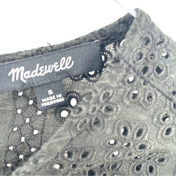 Madewell Black Eyelet Tiered Button Back Top - Picture 8 of 9